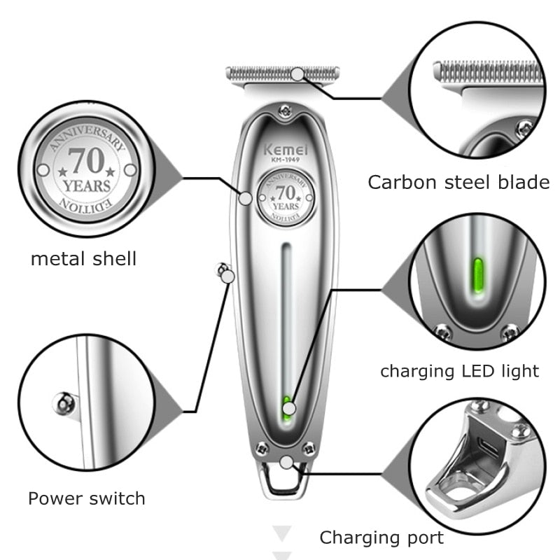 Cordless Carbon Steel Blade Hair Clipper