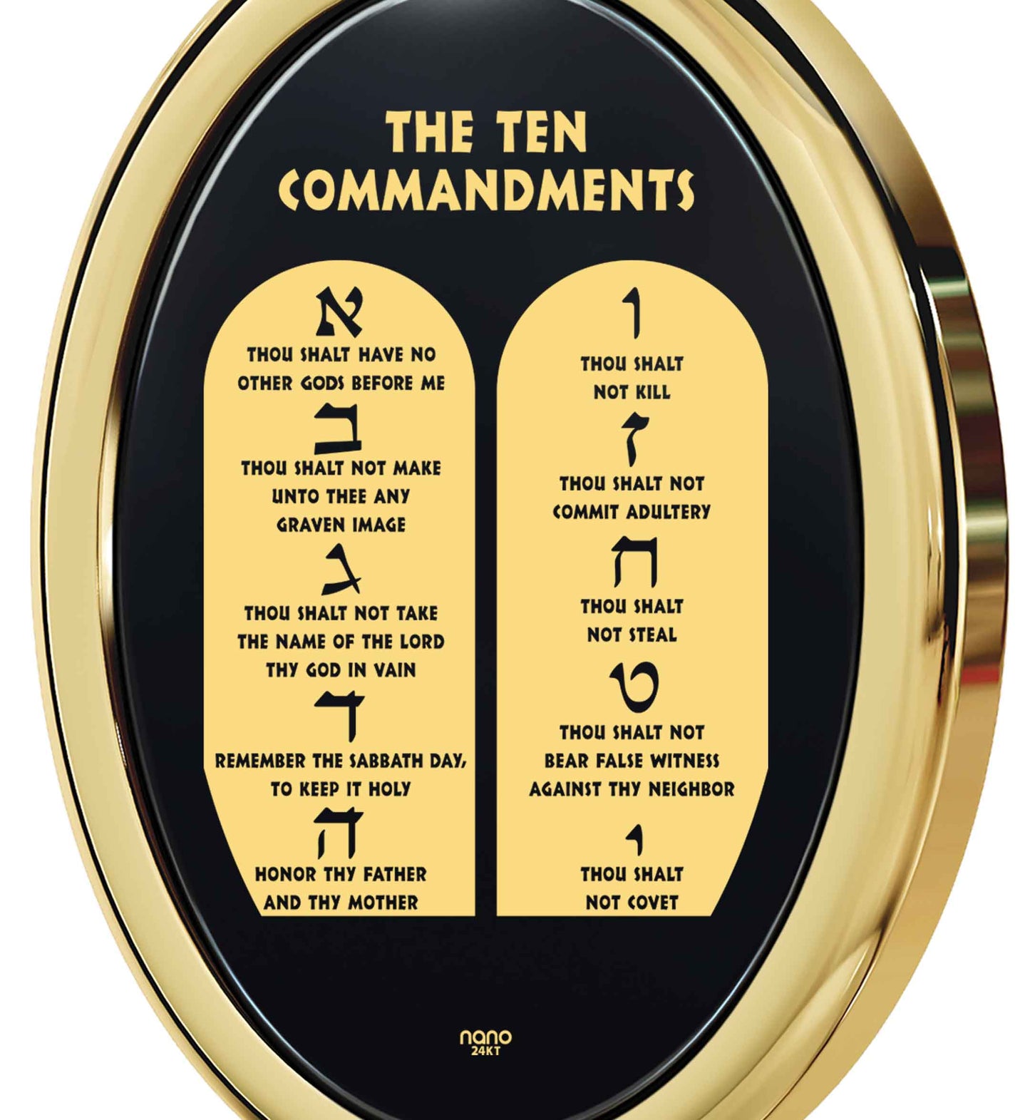 Ten Commandments Hebrew Pendant Necklace