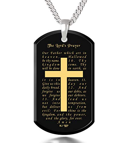 Lord’s Prayer Onyx Tag Pendant Necklace