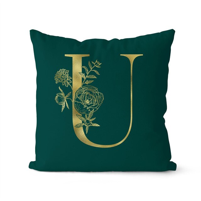 Gold Letter Initial Throw Pillow Cover