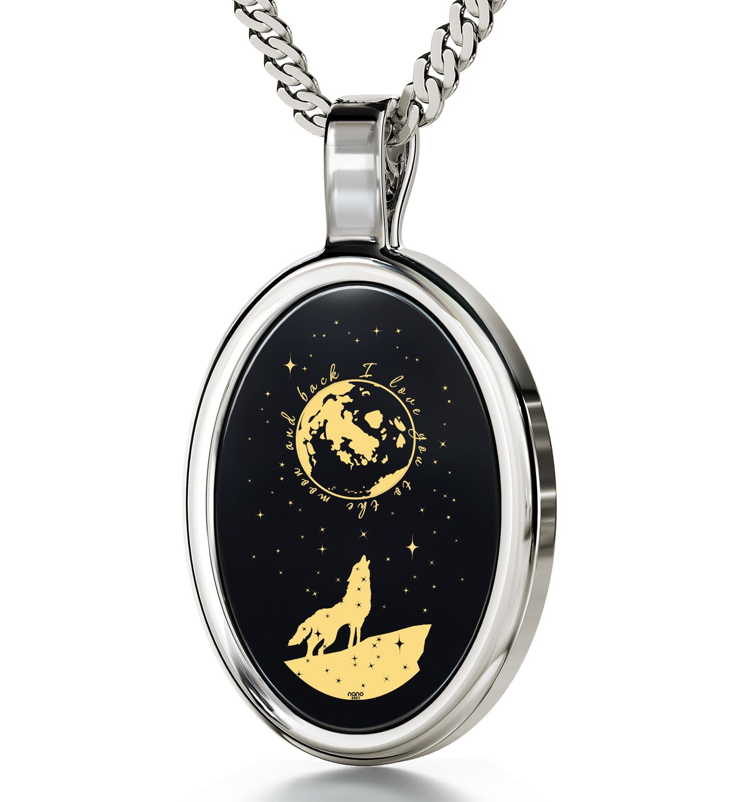 I Love You to the Moon and Back Wolf Pendant Necklace