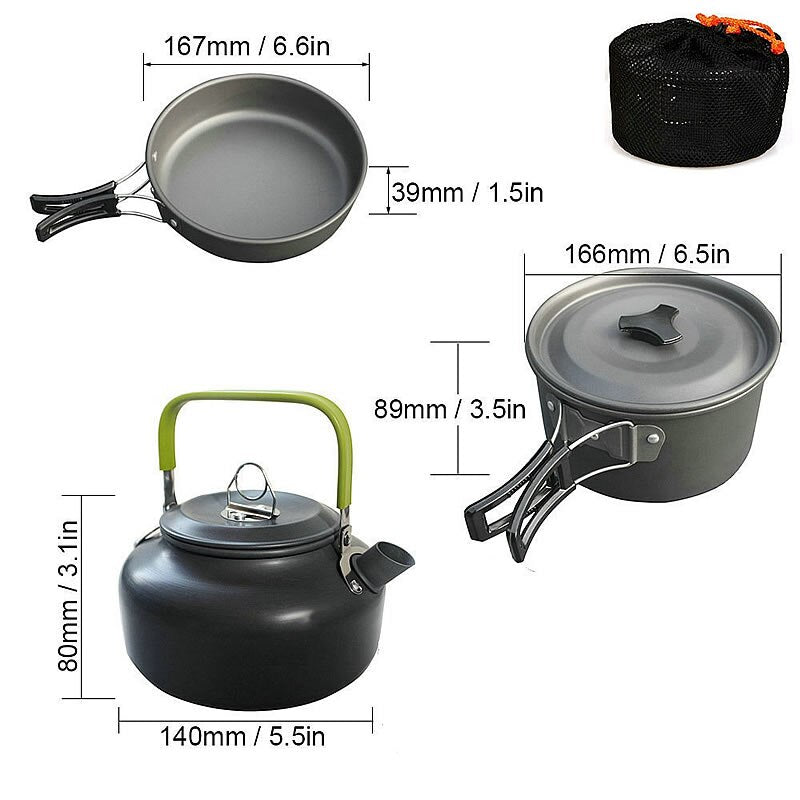 3 Pc Camping Cookware Set