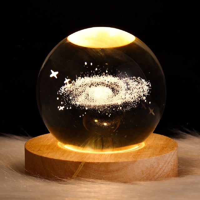 3D Laser Engraved Crystal Ball Lamp