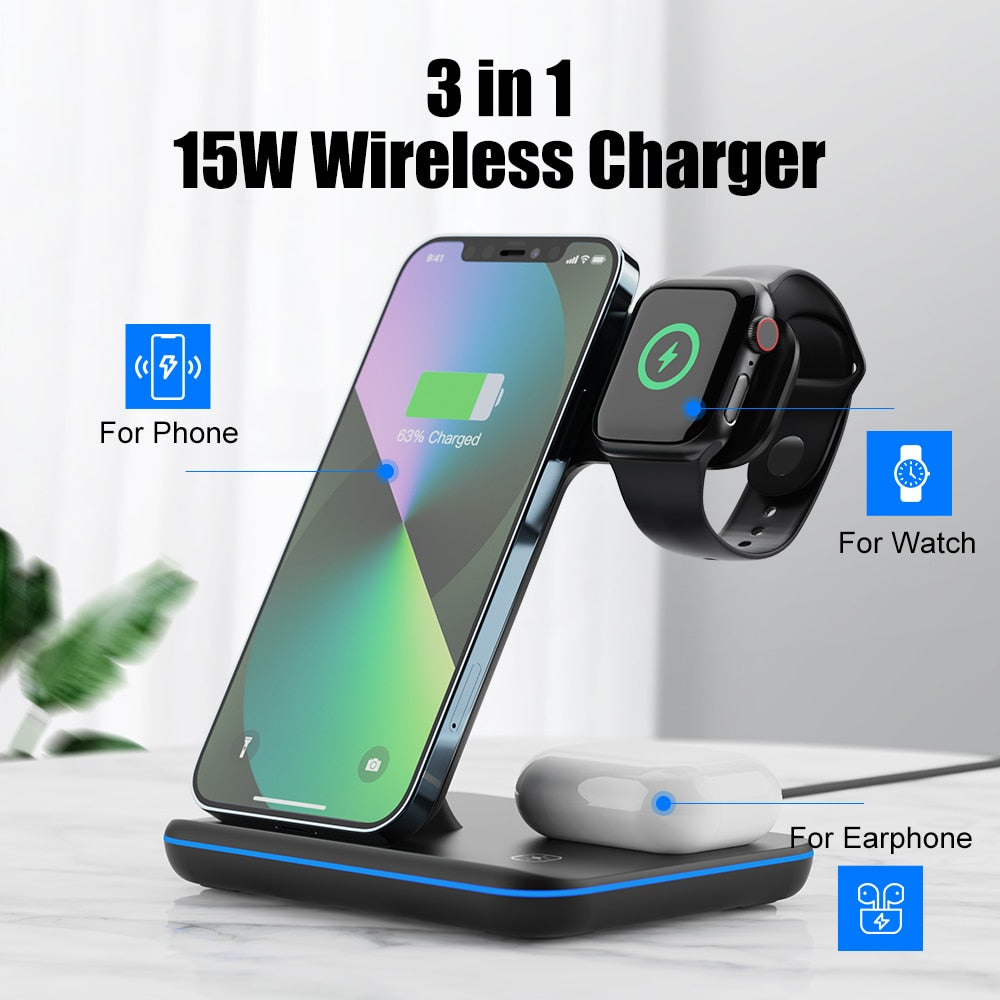 Universal 3 in 1 Wireless Charger 15W