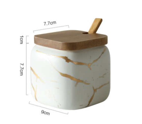 Marble Pattern Ceramic Seasoning Tank Set