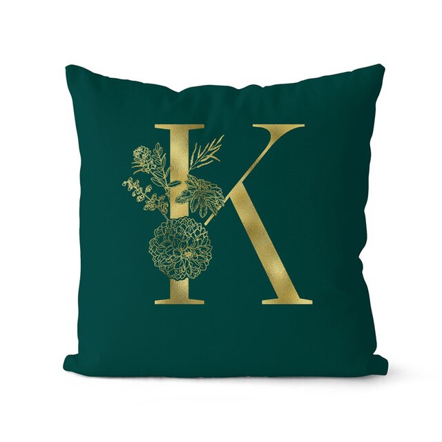 Gold Letter Initial Throw Pillow Cover