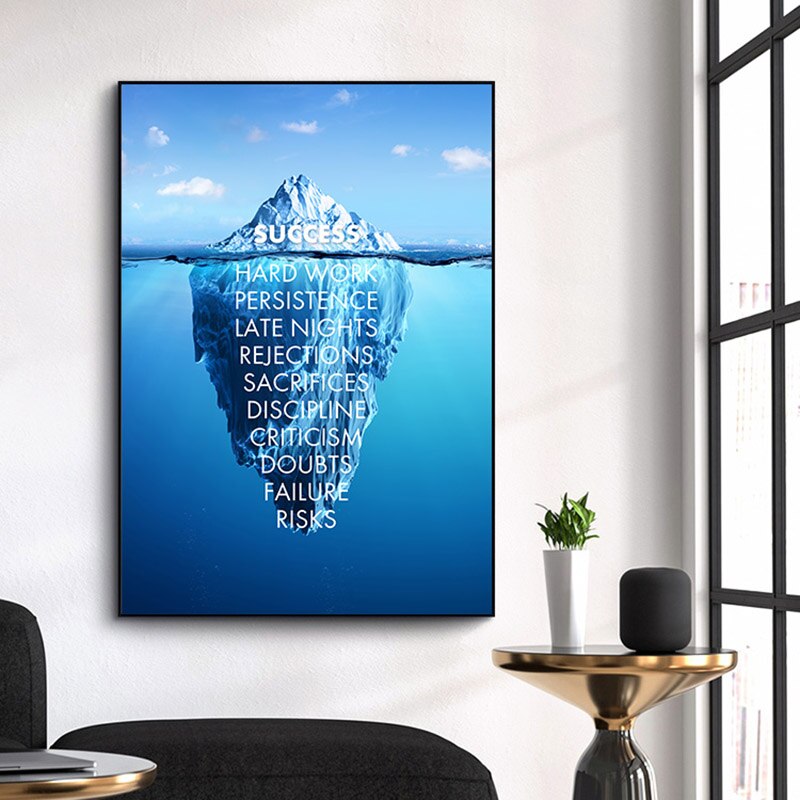 Motivate and inspire with our Inspirational Ice Mountain Reflection Print. Bold graphics and stunning color compliment any space while encouraging resiliency. Win win!