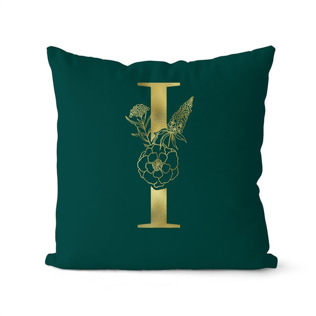 Gold Letter Initial Throw Pillow Cover