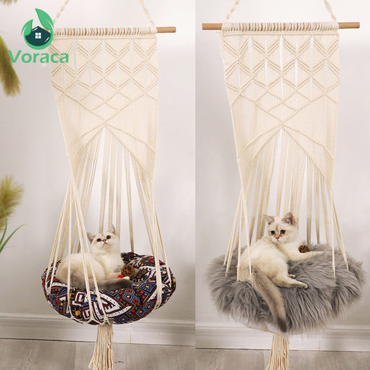 Handmade Boho Style Cat Swing Bed