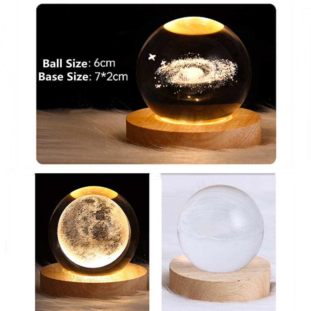 3D Laser Engraved Crystal Ball Lamp