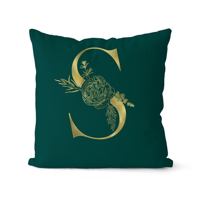 Gold Letter Initial Throw Pillow Cover