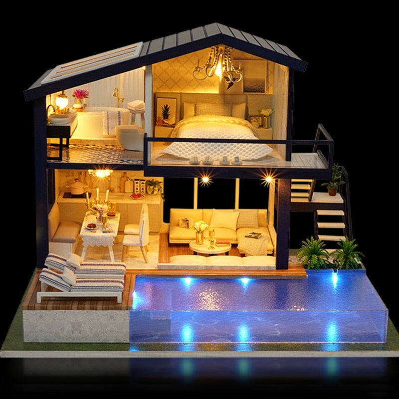 CUTEBEE Miniature DIY Dollhouse With Furniture