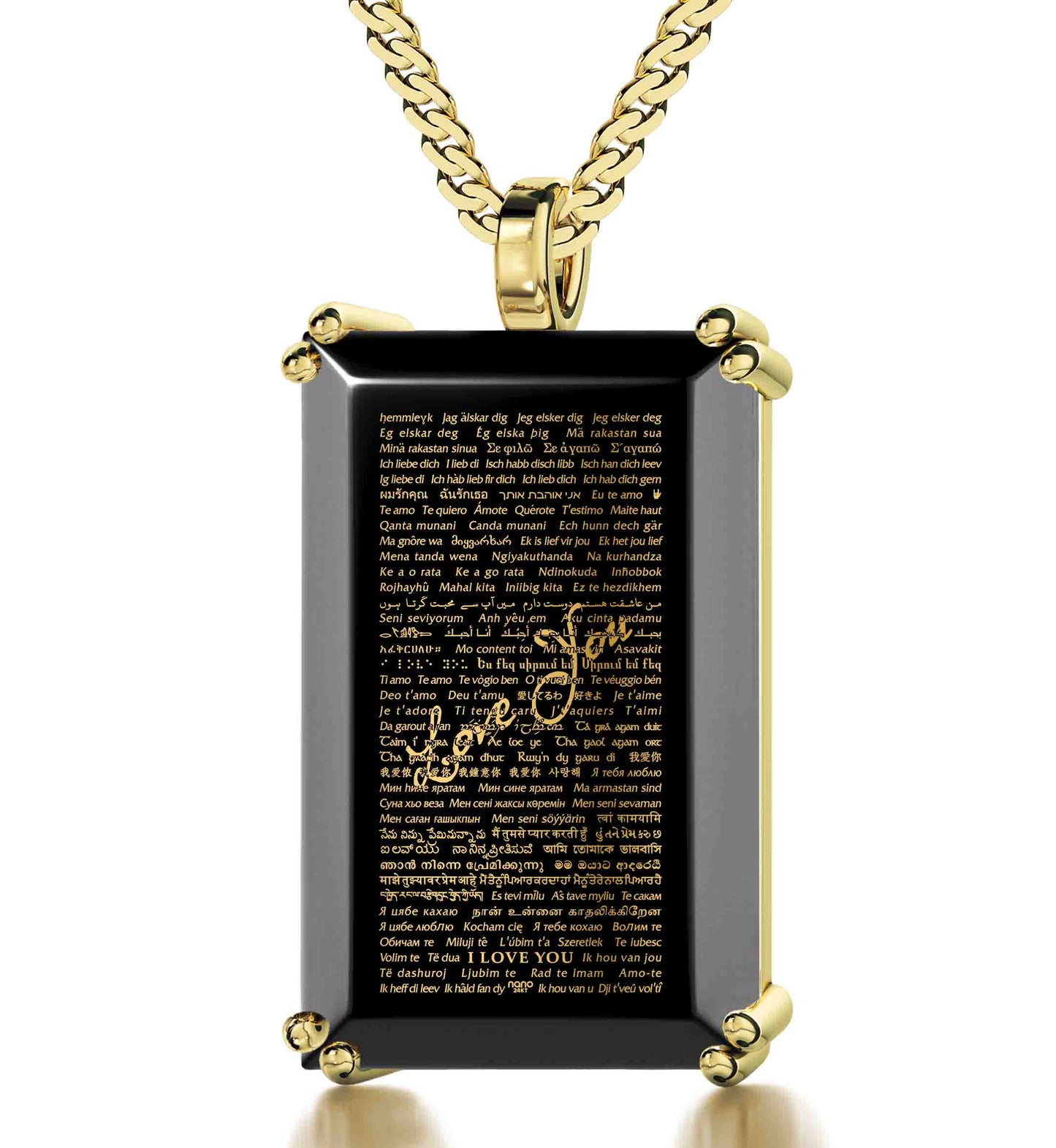 Men's Onyx "I Love You" Pendant Necklace