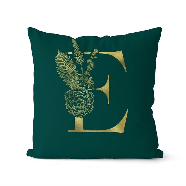 Gold Letter Initial Throw Pillow Cover