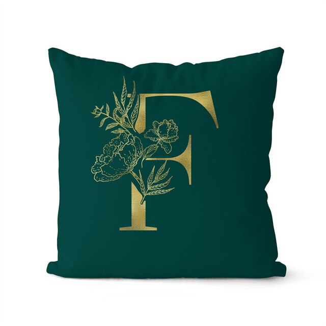 Gold Letter Initial Throw Pillow Cover