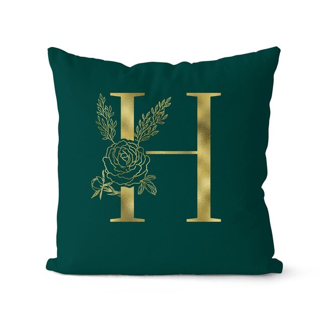 Gold Letter Initial Throw Pillow Cover